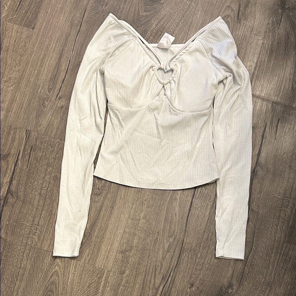No Boundaries White Long Sleeve Off-Shoulder Top